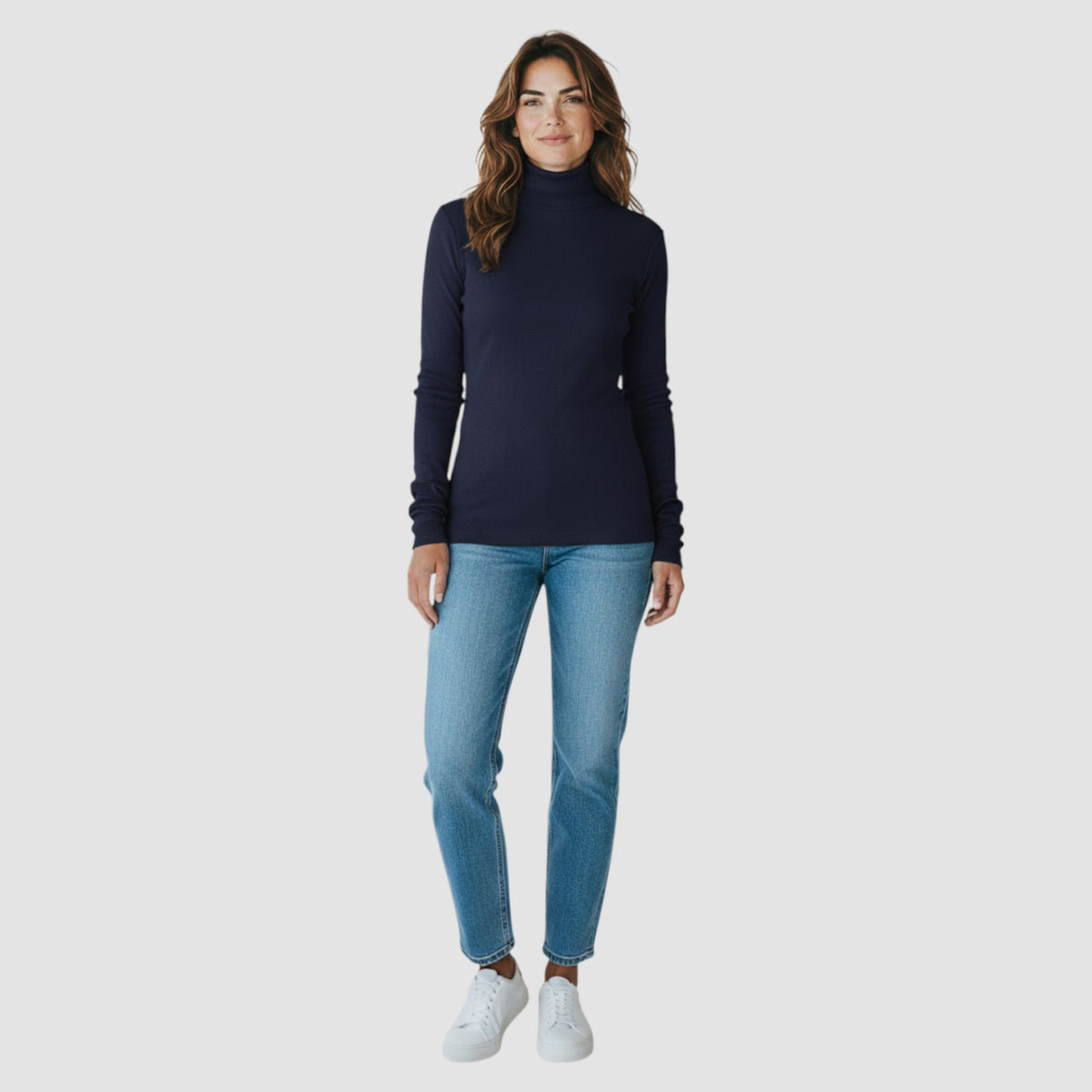 MySublyme Women's 10% Cashmere Turtleneck Base Layer - Blue (1410)