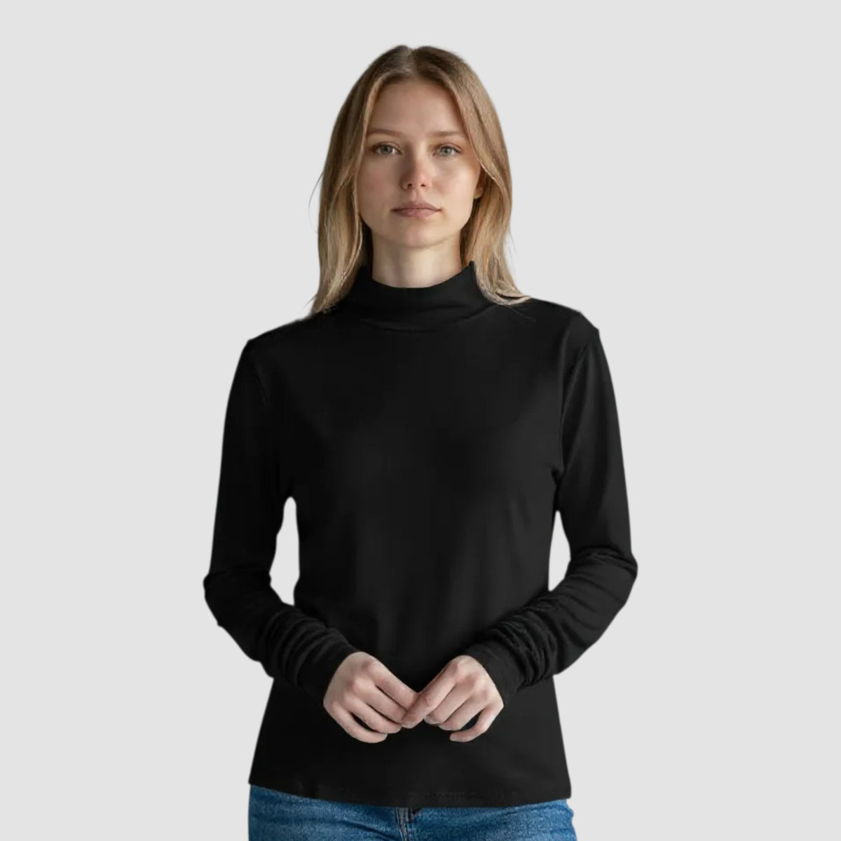 MySublyme Women's 10% Cashmere Turtleneck Base Layer - Black (1410)