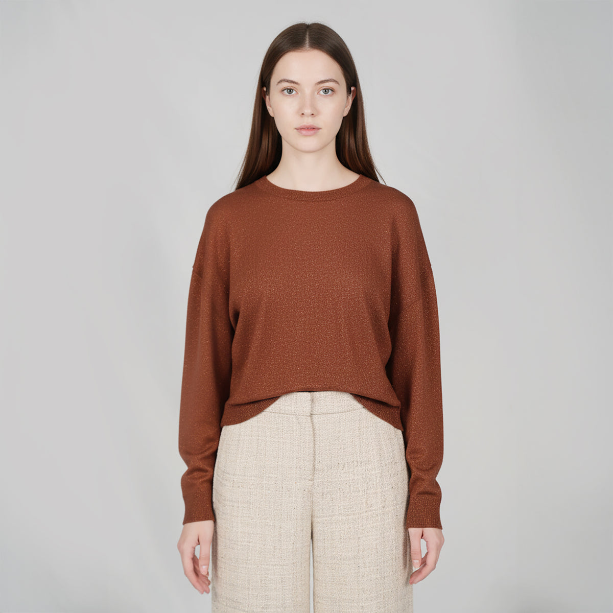 Panicale Women's Round Neck Sweater - Bronze (D370181G)