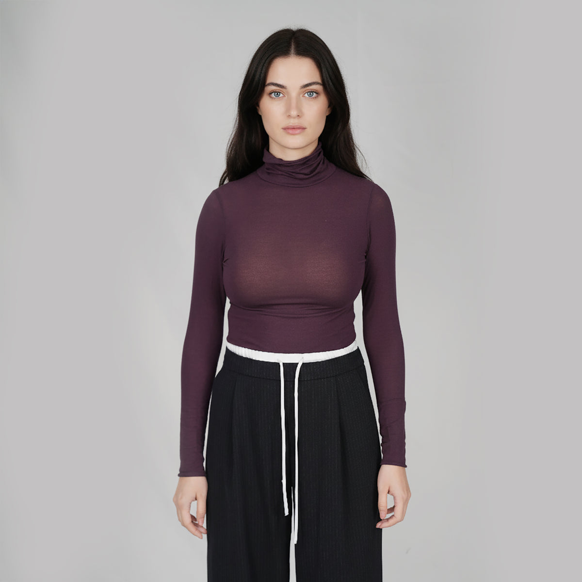 MySublyme Women's 10% Cashmere Turtleneck Base Layer - Prugna (1410)