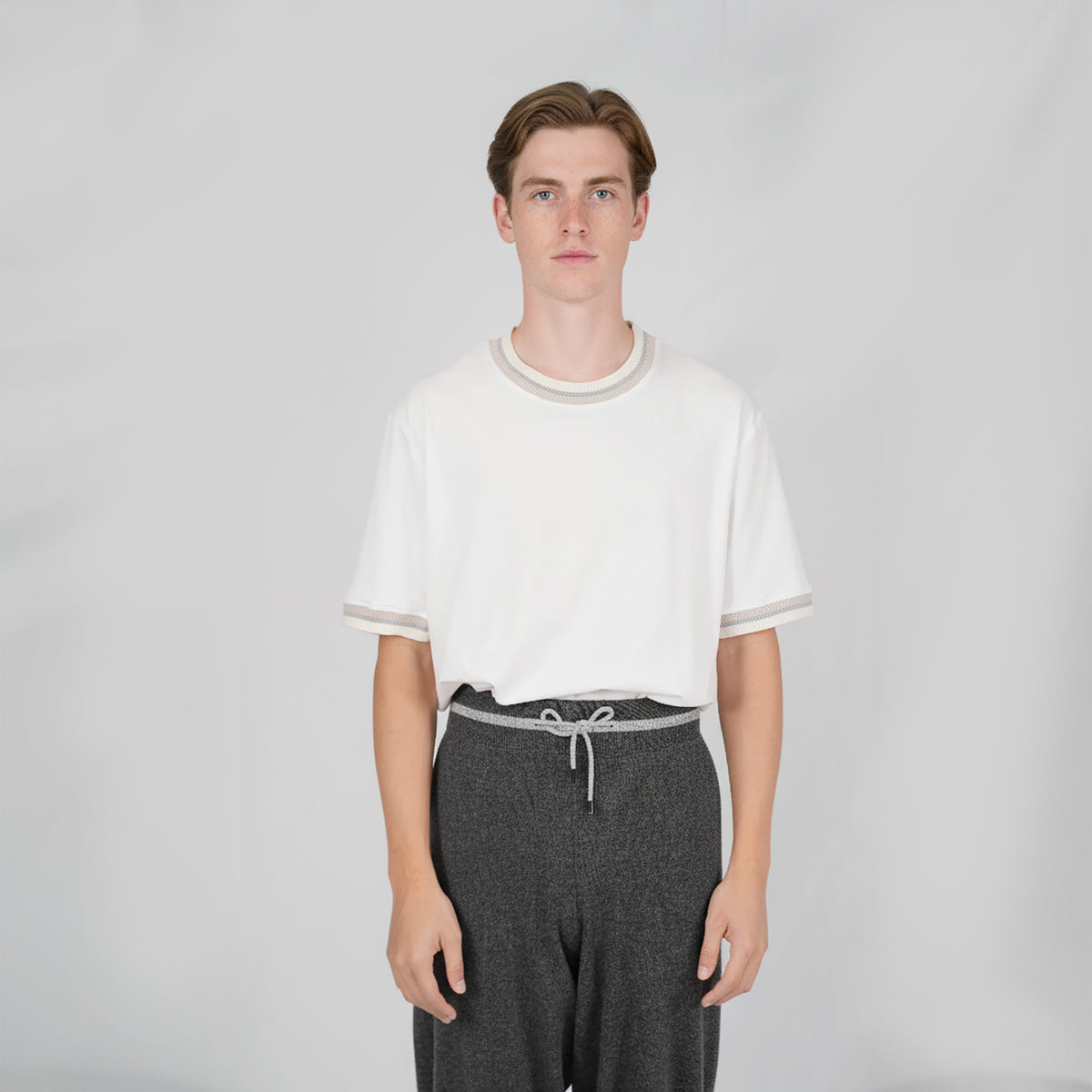 Panicale Men's Round Neck T-Shirt - Optical Cream (U371161GM)