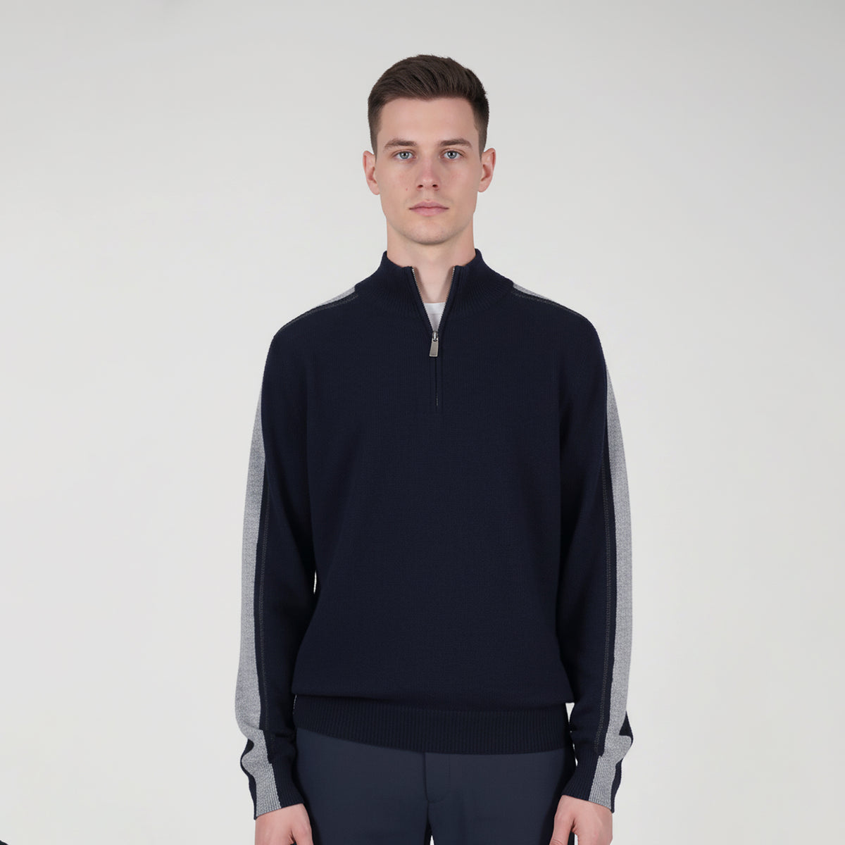 Panicale Men's Zip Mock Sweater - Blue Navy (U370516LZ)