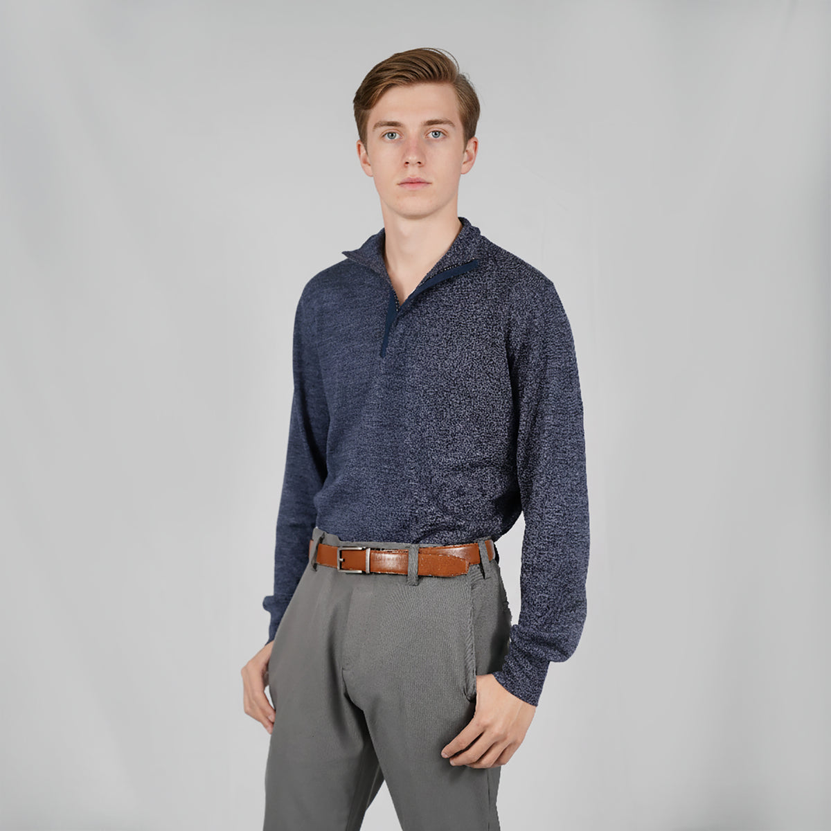 Panicale Men's Zip Mock Sweater - Blue (U370136LZ)