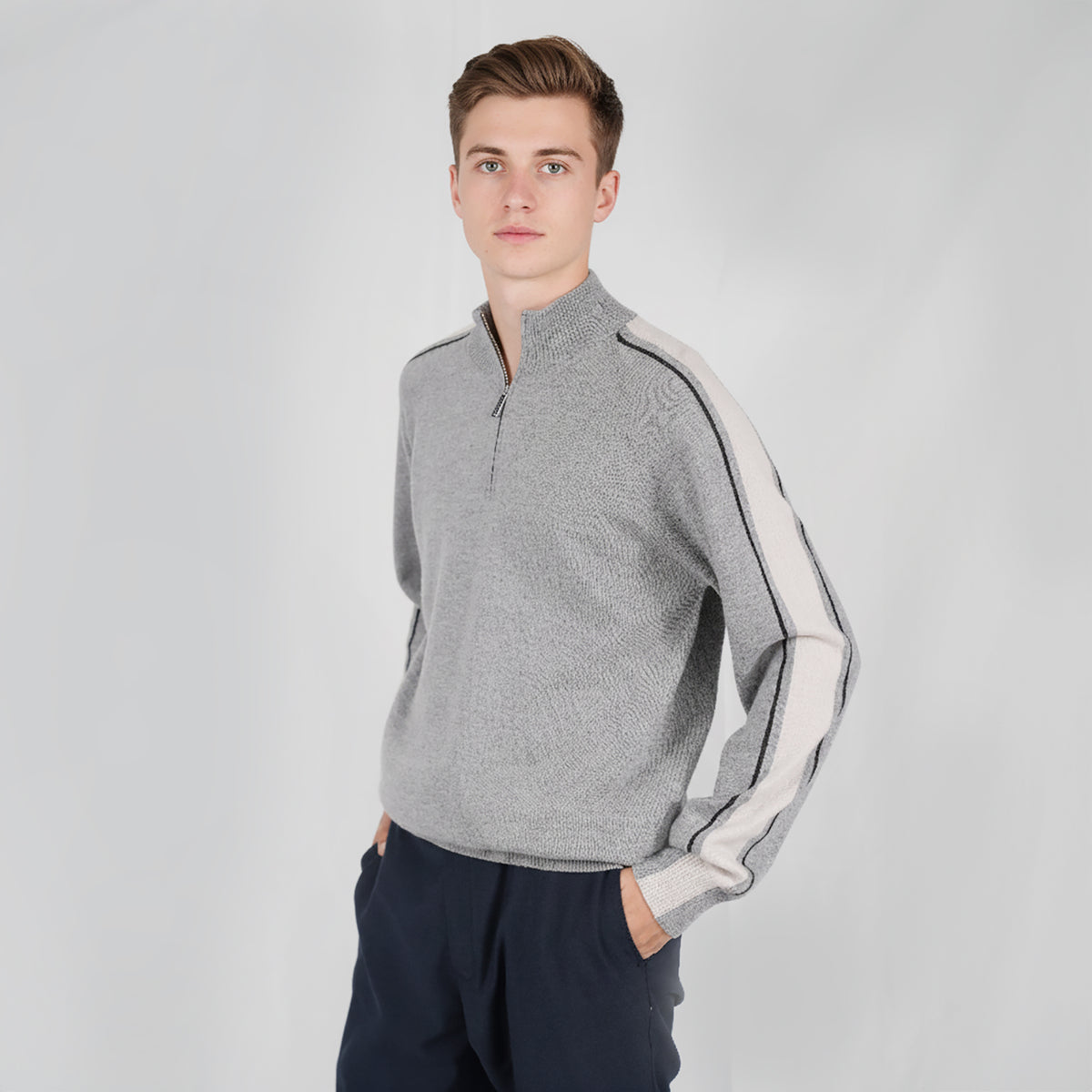 Panicale Men's Zip Mock Sweater - Granite (U370516LZ)