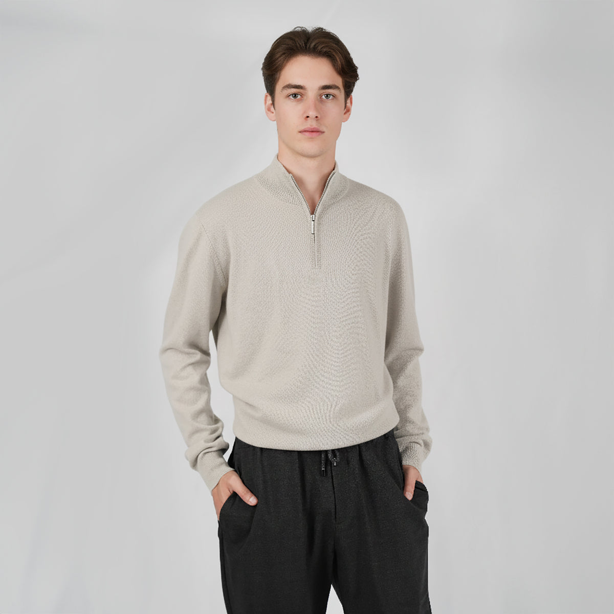 Panicale Men's Zip Mock Sweater - Powder (U370666LZ)